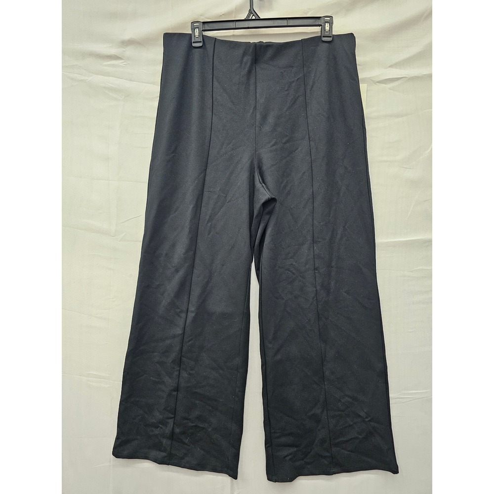 A New Day Womens Pull On Wide Leg Pants Black Rayon Blend Casual Size XXL